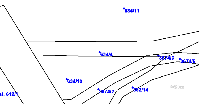 Parcela st. 634/4 v KÚ Žirovnice, Katastrální mapa