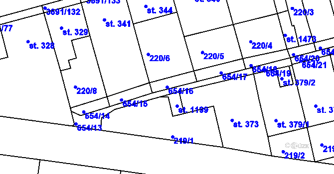 Parcela st. 654/16 v KÚ Žirovnice, Katastrální mapa
