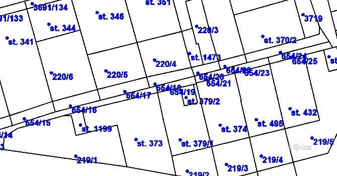 Parcela st. 654/19 v KÚ Žirovnice, Katastrální mapa