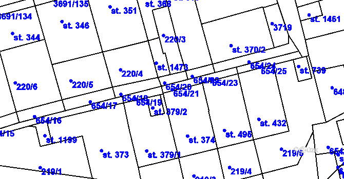Parcela st. 654/21 v KÚ Žirovnice, Katastrální mapa