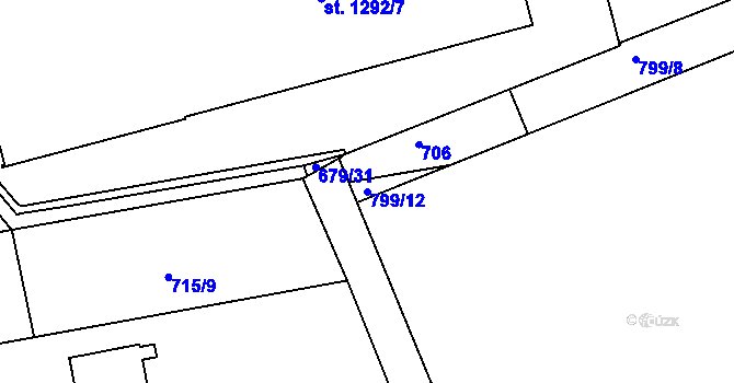 Parcela st. 799/12 v KÚ Žirovnice, Katastrální mapa