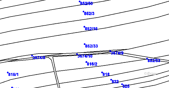 Parcela st. 852/33 v KÚ Žirovnice, Katastrální mapa