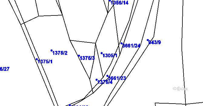 Parcela st. 1305/1 v KÚ Žirovnice, Katastrální mapa