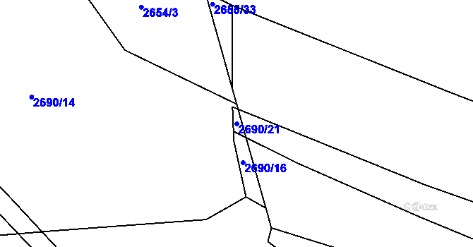 Parcela st. 2690/21 v KÚ Žirovnice, Katastrální mapa