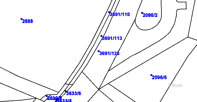 Parcela st. 3691/126 v KÚ Žirovnice, Katastrální mapa