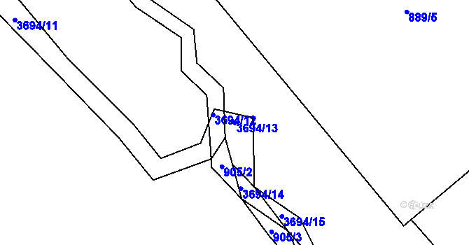 Parcela st. 3694/13 v KÚ Žirovnice, Katastrální mapa