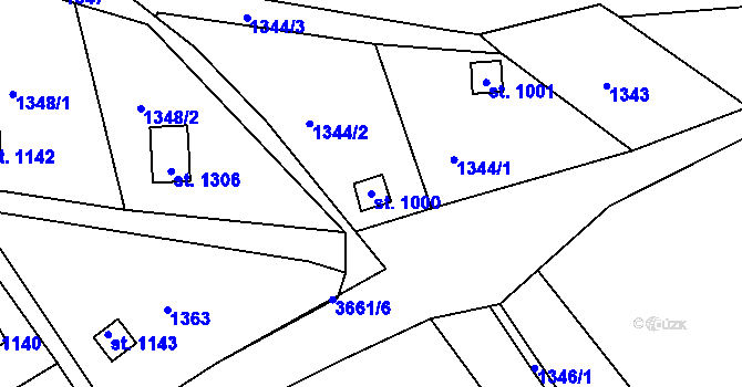 Parcela st. 1000 v KÚ Žirovnice, Katastrální mapa