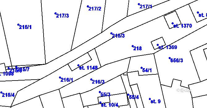 Parcela st. 216/5 v KÚ Žirovnice, Katastrální mapa
