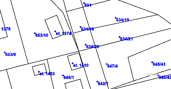 Parcela st. 634/20 v KÚ Žirovnice, Katastrální mapa