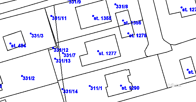 Parcela st. 1277 v KÚ Žirovnice, Katastrální mapa