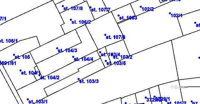 Parcela st. 103/4 v KÚ Žirovnice, Katastrální mapa