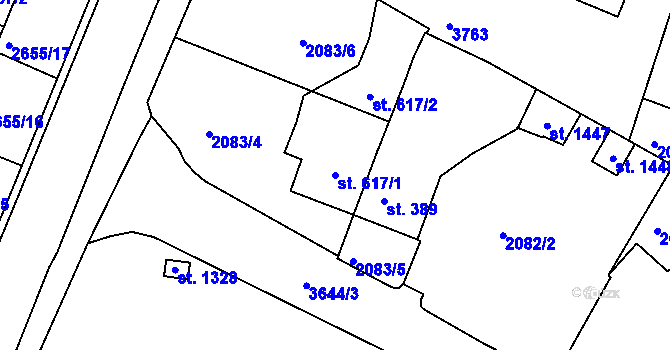 Parcela st. 617/1 v KÚ Žirovnice, Katastrální mapa