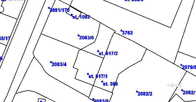 Parcela st. 617/2 v KÚ Žirovnice, Katastrální mapa