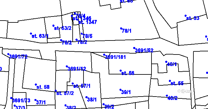 Parcela st. 3691/181 v KÚ Žirovnice, Katastrální mapa