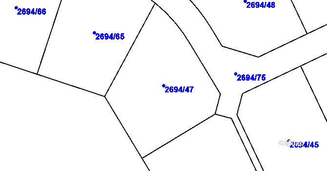 Parcela st. 2694/47 v KÚ Žirovnice, Katastrální mapa