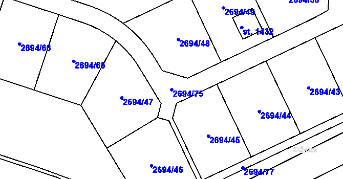 Parcela st. 2694/75 v KÚ Žirovnice, Katastrální mapa