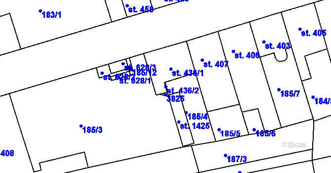 Parcela st. 436/2 v KÚ Žirovnice, Katastrální mapa
