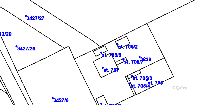 Parcela st. 705/5 v KÚ Žirovnice, Katastrální mapa