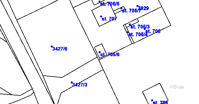 Parcela st. 705/6 v KÚ Žirovnice, Katastrální mapa