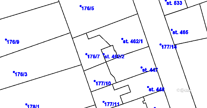 Parcela st. 462/2 v KÚ Žirovnice, Katastrální mapa
