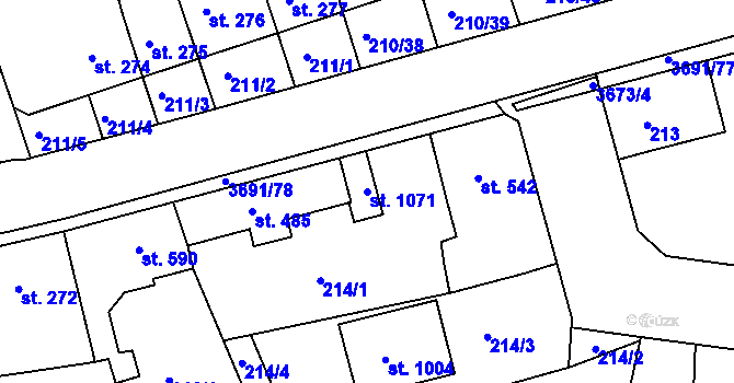 Parcela st. 1071 v KÚ Žirovnice, Katastrální mapa