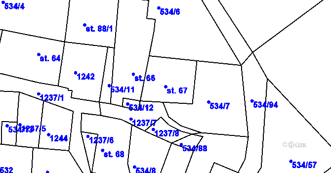 Parcela st. 67 v KÚ Žíteč, Katastrální mapa
