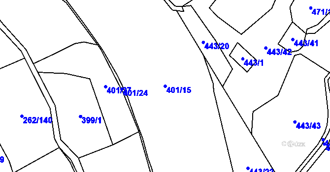 Parcela st. 401/15 v KÚ Žíteč, Katastrální mapa