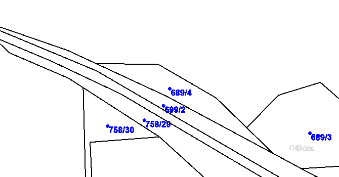 Parcela st. 689/4 v KÚ Žíteč, Katastrální mapa