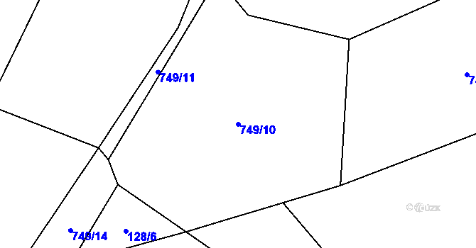 Parcela st. 749/10 v KÚ Žíteč, Katastrální mapa