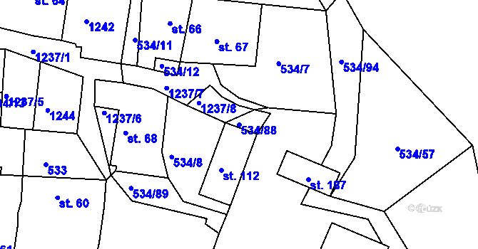 Parcela st. 534/88 v KÚ Žíteč, Katastrální mapa