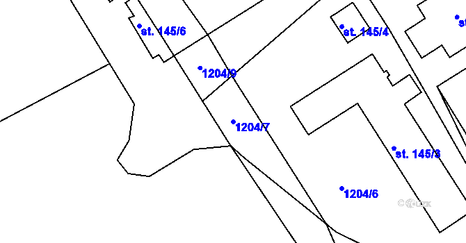 Parcela st. 1204/7 v KÚ Žíteč, Katastrální mapa