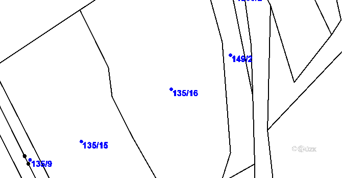 Parcela st. 135/16 v KÚ Žíteč, Katastrální mapa