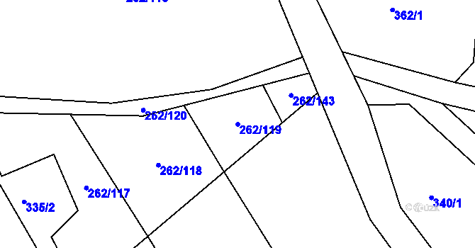 Parcela st. 262/119 v KÚ Žíteč, Katastrální mapa