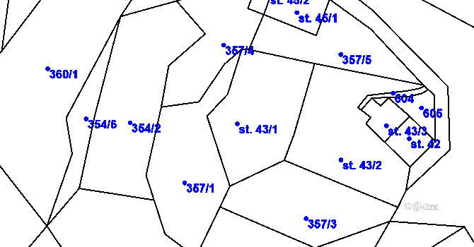 Parcela st. 43/1 v KÚ Skalice u Žitenic, Katastrální mapa