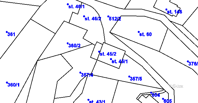 Parcela st. 45/2 v KÚ Skalice u Žitenic, Katastrální mapa