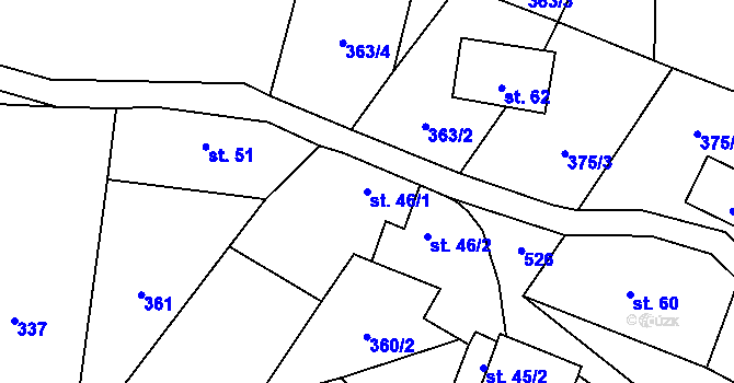 Parcela st. 46/1 v KÚ Skalice u Žitenic, Katastrální mapa