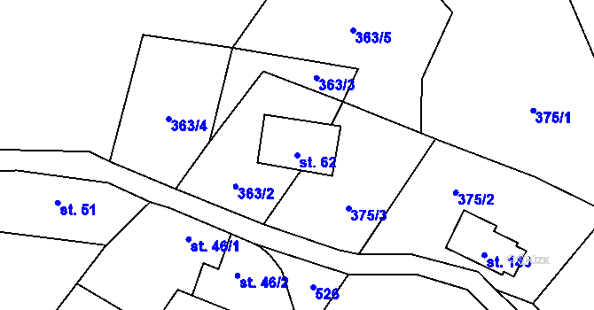 Parcela st. 62 v KÚ Skalice u Žitenic, Katastrální mapa