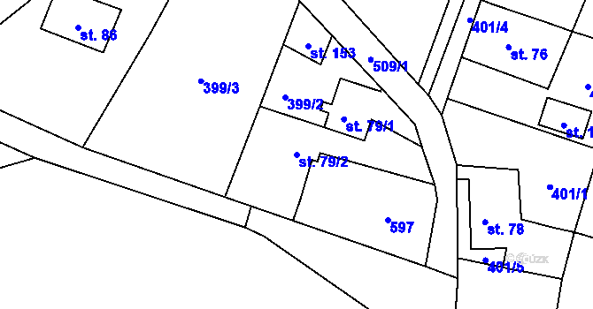 Parcela st. 79/2 v KÚ Skalice u Žitenic, Katastrální mapa
