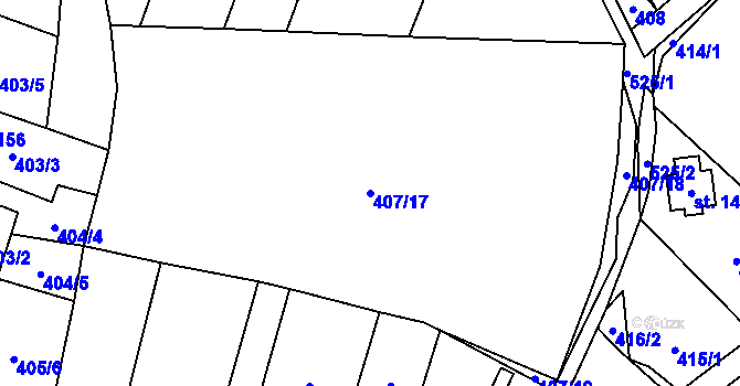 Parcela st. 407/17 v KÚ Skalice u Žitenic, Katastrální mapa
