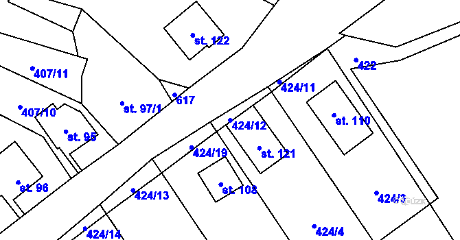 Parcela st. 424/12 v KÚ Skalice u Žitenic, Katastrální mapa