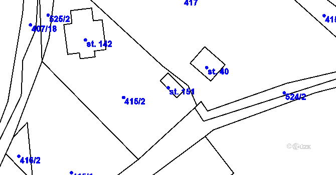 Parcela st. 151 v KÚ Skalice u Žitenic, Katastrální mapa