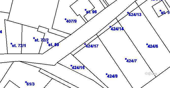 Parcela st. 424/17 v KÚ Skalice u Žitenic, Katastrální mapa