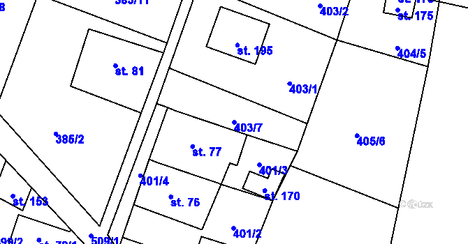 Parcela st. 403/7 v KÚ Skalice u Žitenic, Katastrální mapa