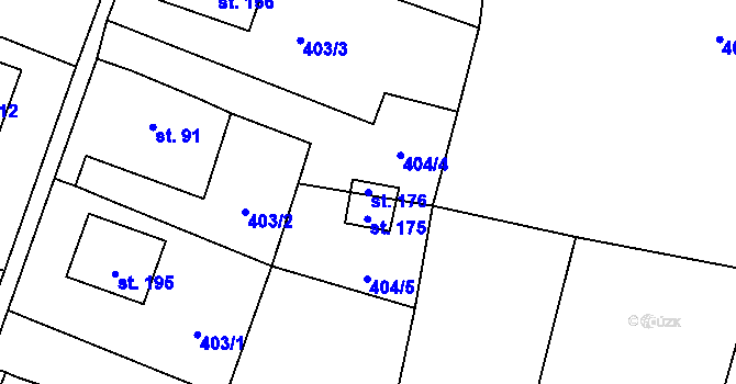 Parcela st. 176 v KÚ Skalice u Žitenic, Katastrální mapa