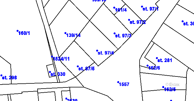 Parcela st. 97/4 v KÚ Žitenice, Katastrální mapa