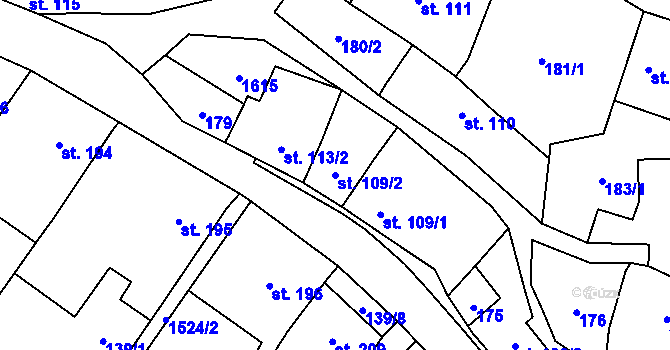 Parcela st. 109/2 v KÚ Žitenice, Katastrální mapa