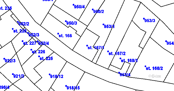 Parcela st. 167/1 v KÚ Žitenice, Katastrální mapa