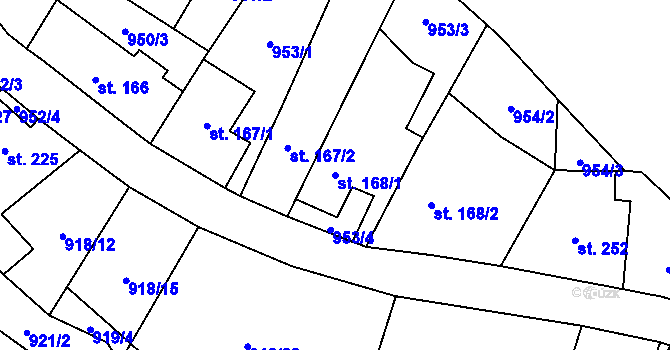 Parcela st. 168/1 v KÚ Žitenice, Katastrální mapa