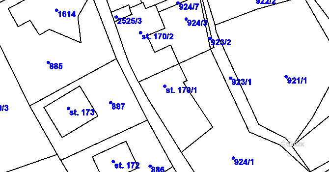 Parcela st. 170/1 v KÚ Žitenice, Katastrální mapa