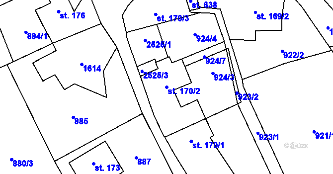 Parcela st. 170/2 v KÚ Žitenice, Katastrální mapa